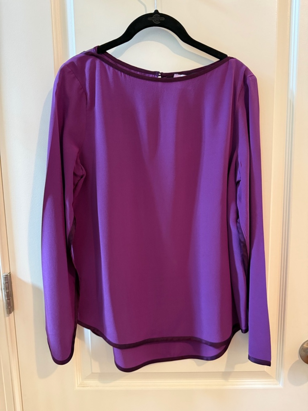Women’s Purple Long-Sleeve 100% Silk Blouse